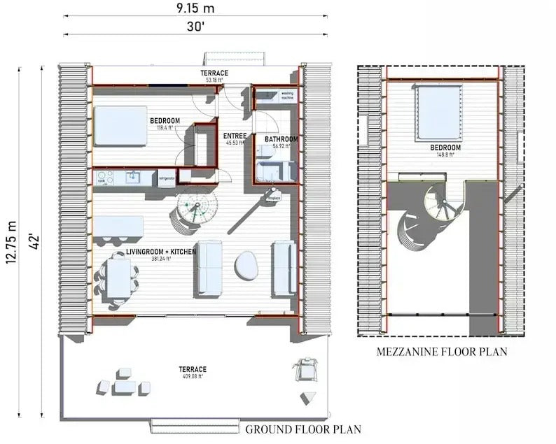 2 bedroom a frame cabin with loft floor plans