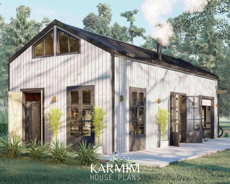 2 bedroom barndominium with garage plans