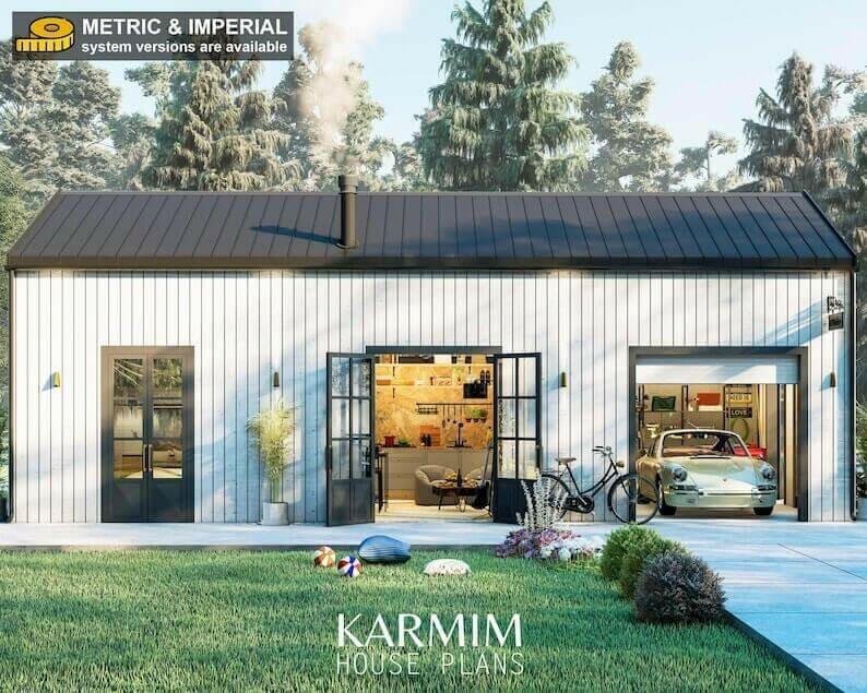 2 bedroom barndominium with garage plans