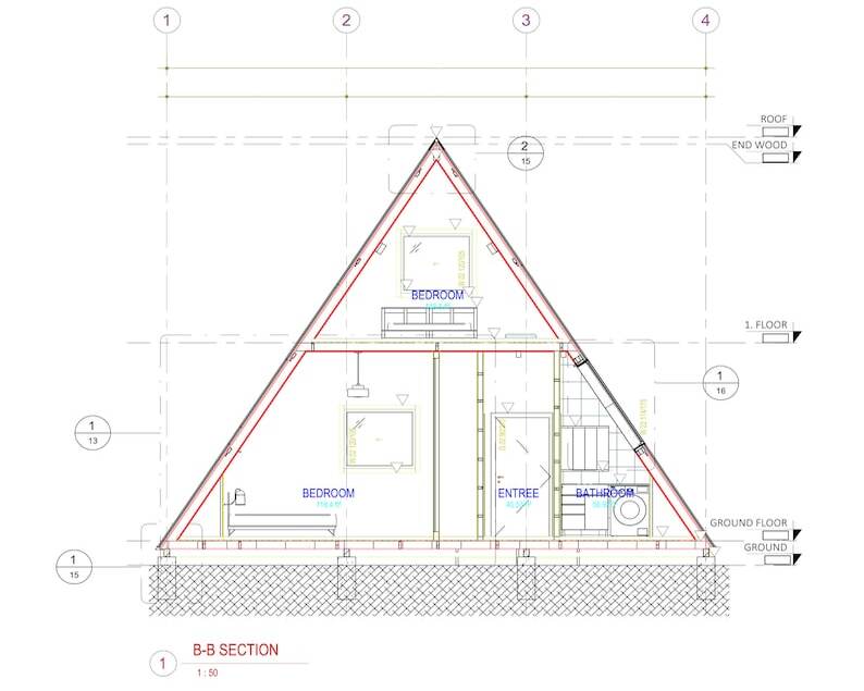 2 bedroom a frame cabin with loft floor plans